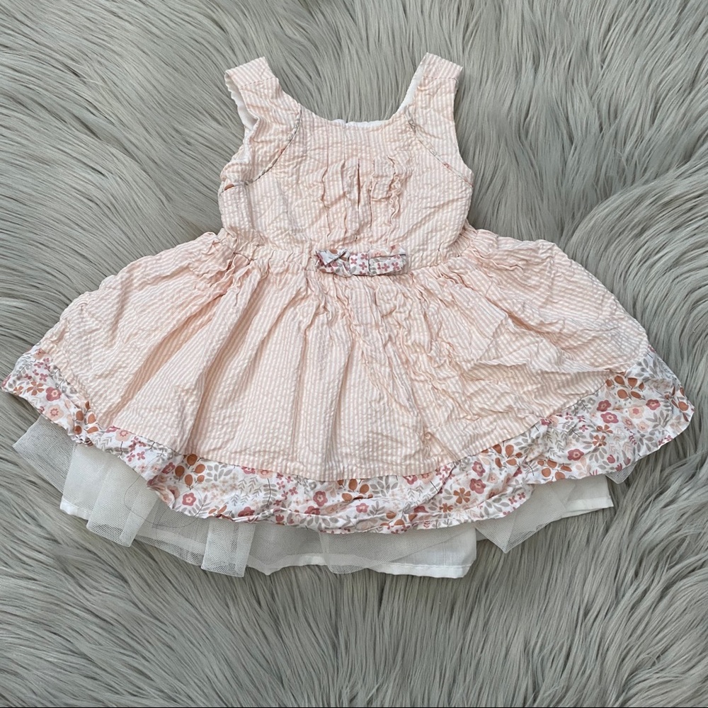 RACHEL ZOE Pink Stripe and Floral Layered Dress
